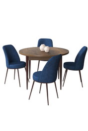 Hanah Home Juego de Mesa y Sillas de Comedor de 5 Piezas Barroco y Azul Marino
